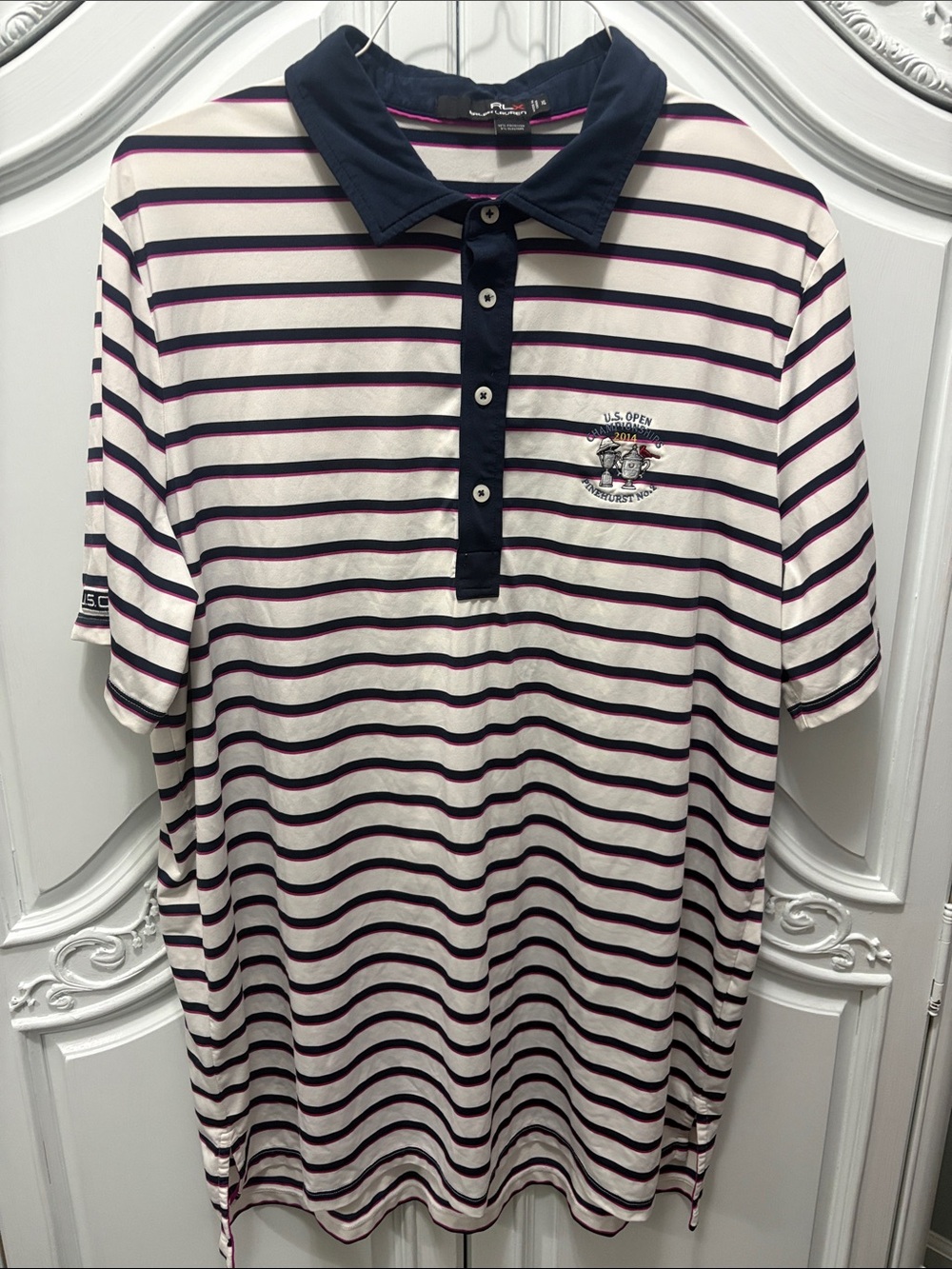 U.S. Open Striped Polo Shirt - Navy & White